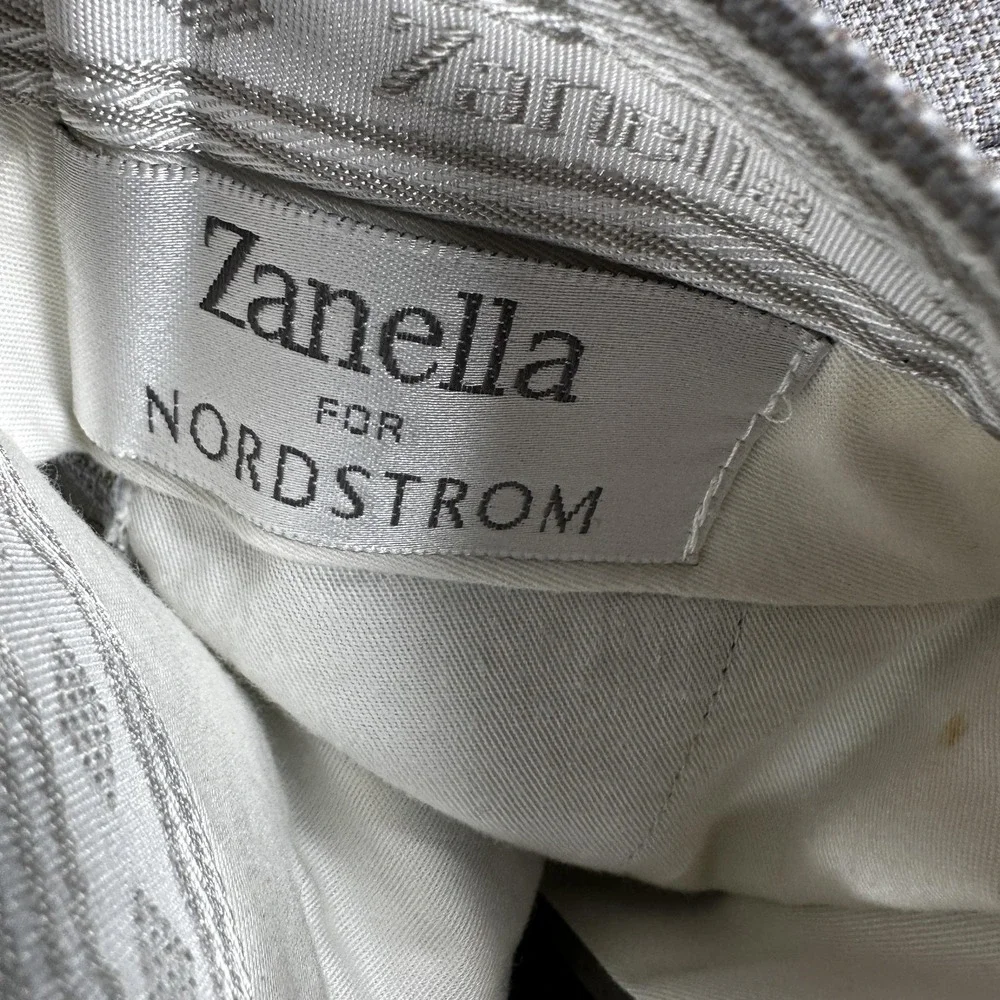 Zanella Austin Dress Pants Mens 35x28 Gray Check Pleated Cuffed Made In Italy